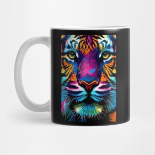 Pop Art Tiger Face In Vibrant Colors - A Unique and Playful Art Print For Animal Lovers Mug